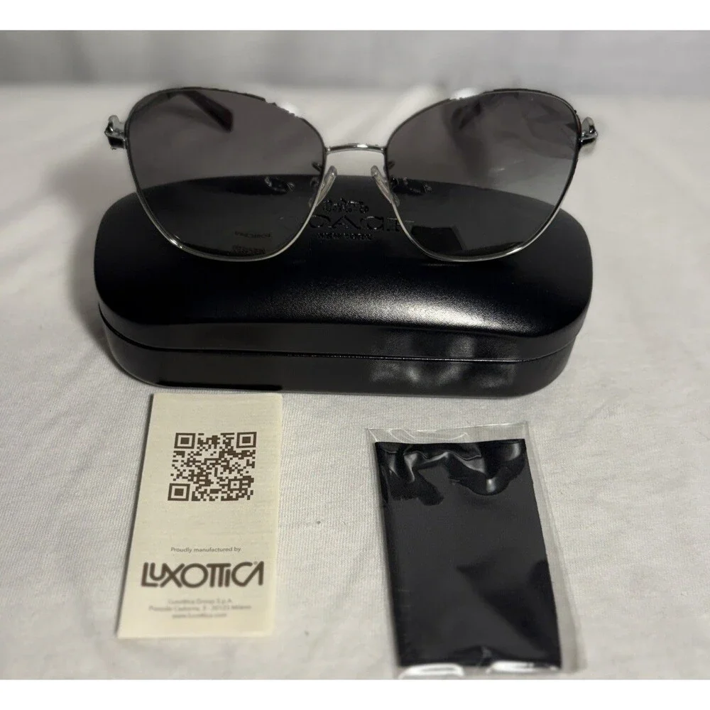 NEW NWT COACH GIA Silver Womens Sunglasses L1070 HC7090 UV Protection Metal
